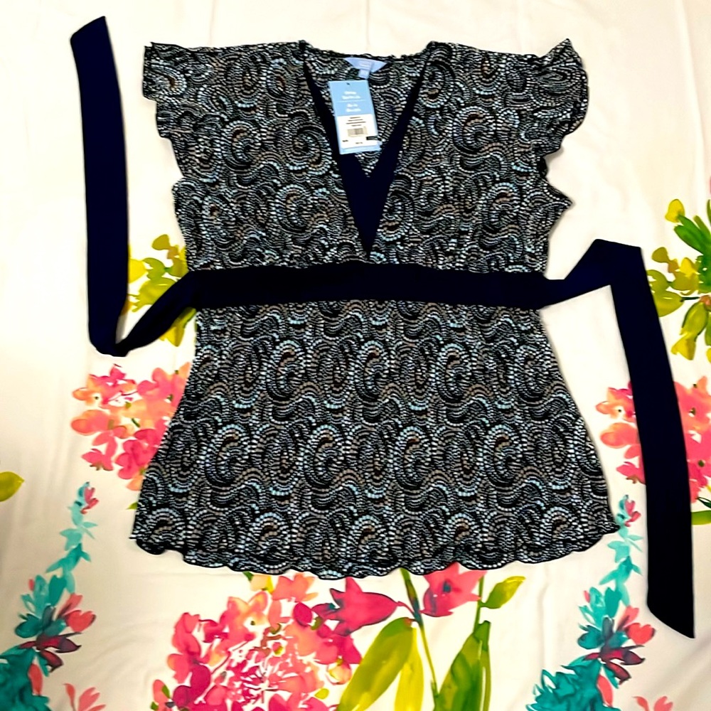 DENVER HAYES New Baby doll top with attachment belt